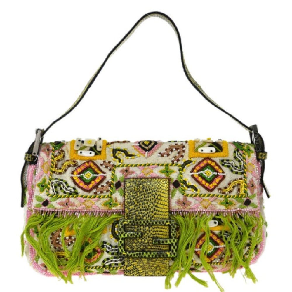 Fendi rare Lizard Embellished Baguette